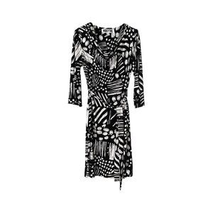 Vicky Tiel Black And White‎ Abstract Art Print Dress Size Small